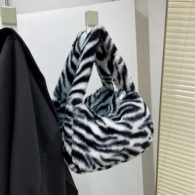 Fuzzy Fleece Leopard Bag