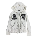Slim Gothic White Zipper Hoodie