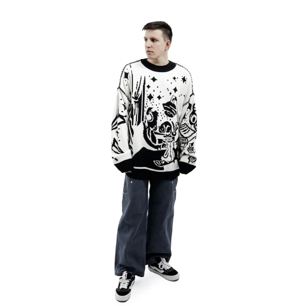 Y2K Cartoon Print Sweater