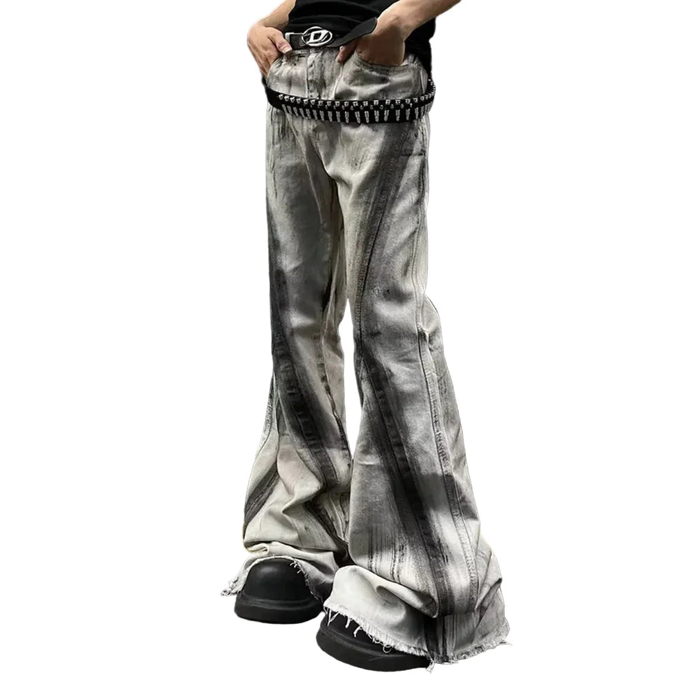 Cyberpunk Gradient Flared Denim Jeans