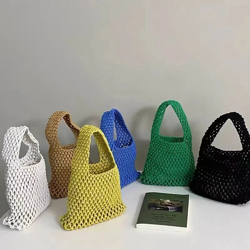 Knitting Crochet Tote Bags Summer Hand Woven