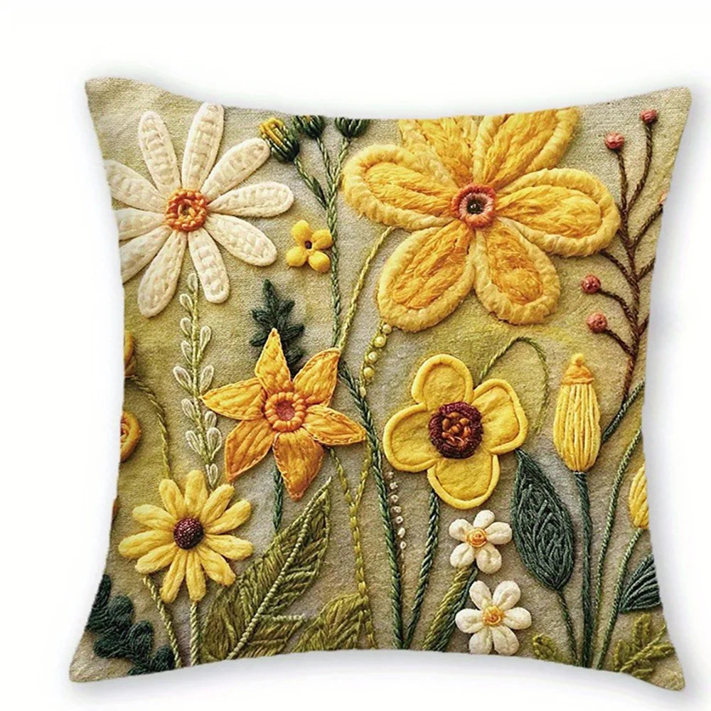Floral Pattern Yellow Pillowcase