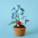 Vintage Handmade Potted Knitted Flowers
