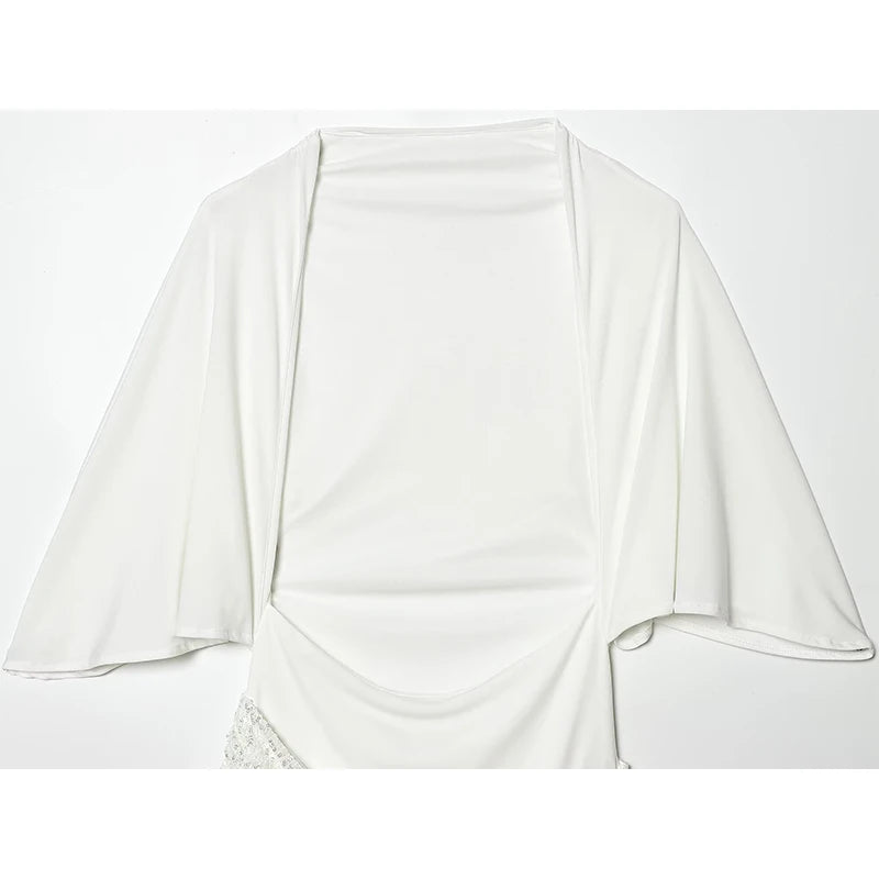 Women's White Cape Sleeve Mini Dress