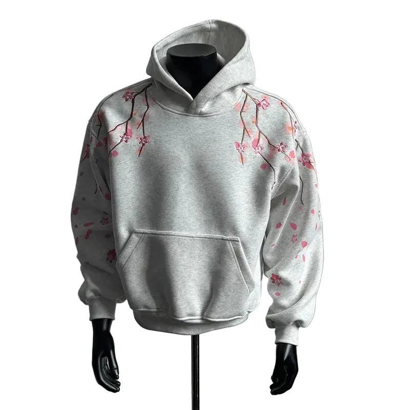 Oversized Cherry Blossom Embroidery Hoodie