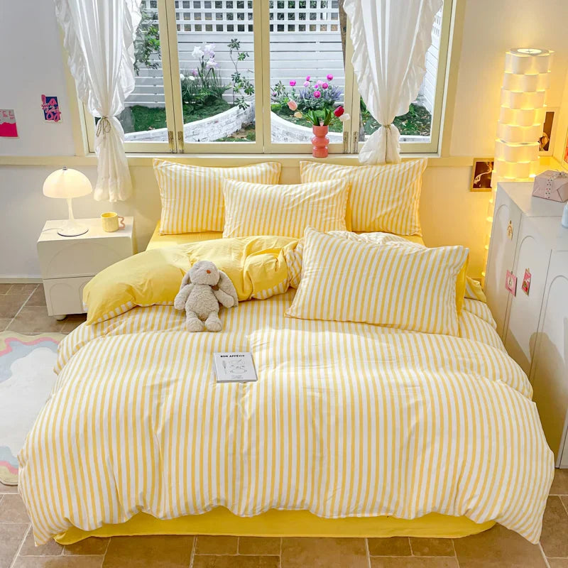 Nordic Striped Simple Style Cotton Bedding Set