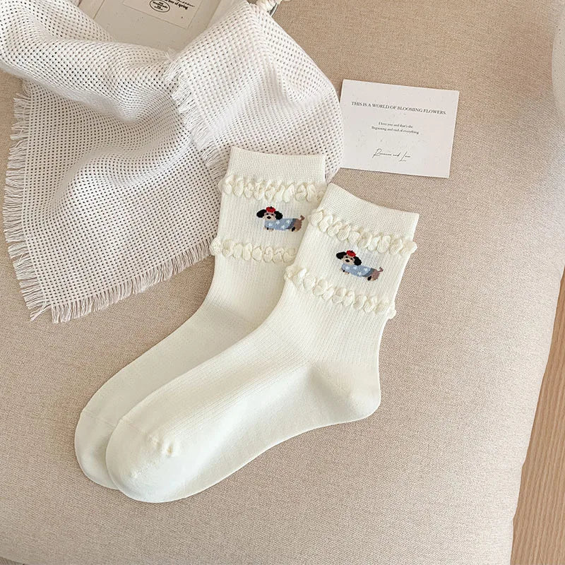 Polka Dot Spring Middle Tube Socks