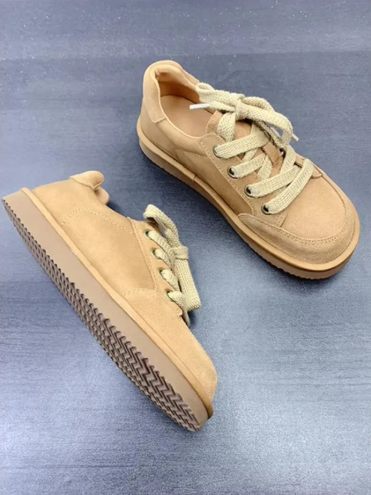 Thick Platform Lace-Up Leather Shoes