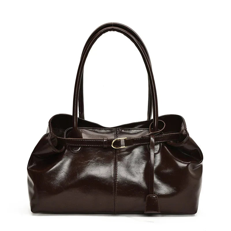 Corporate Girl Shiny Leather Shoulder Bag