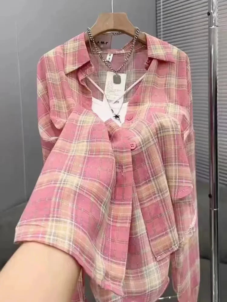 Summer Plaid Women's Oversized Shirt