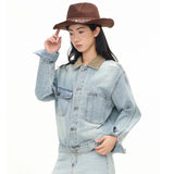 Blue Distressed Faded Blue Cowgirl Denim Jacket