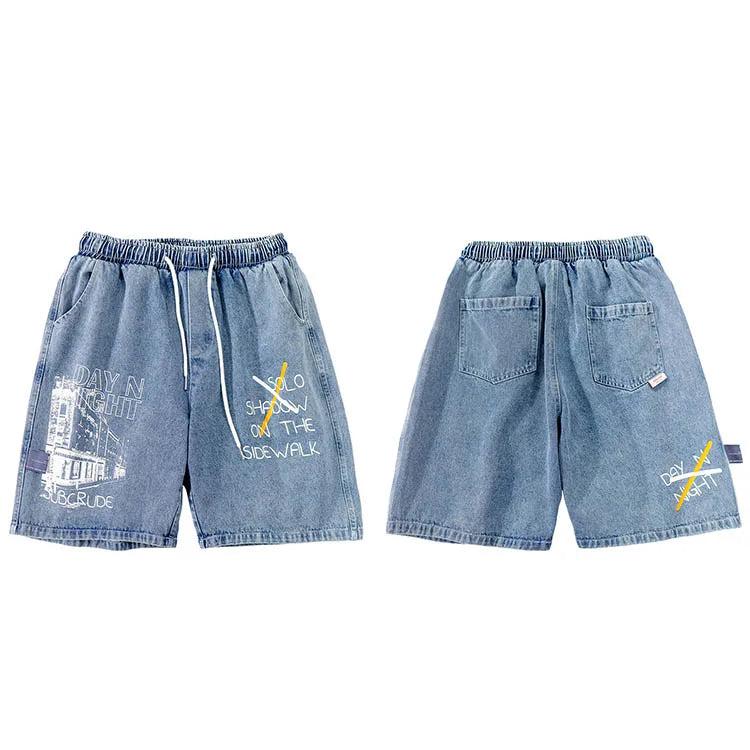 Building Letter Grapffiti Denim Cargo Short