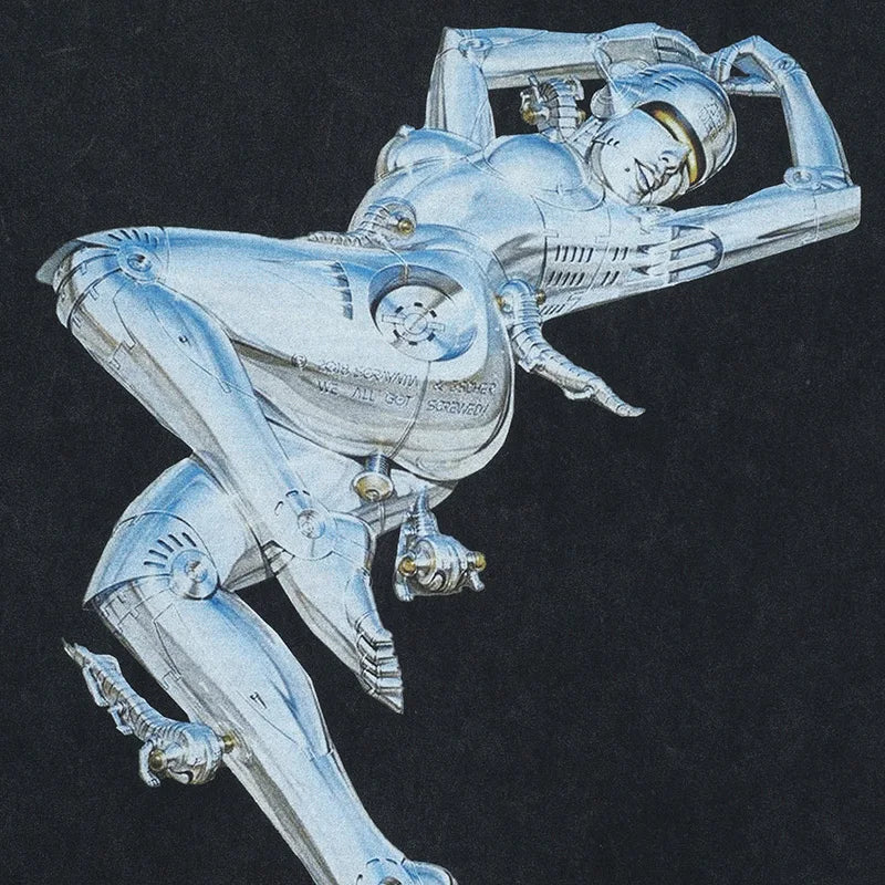 Oversized Hip Hop Suspended Robot T-Shirt