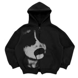 Y2K Pocket Zip-Up Gothic Hoodie
