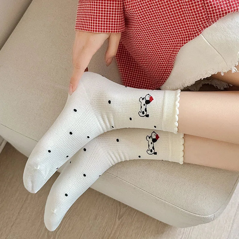 Polka Dot Spring Middle Tube Socks