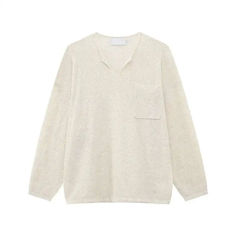 Camiseta coreana con cuello de pico elegante