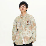 Faded Daisy Print Varsity Jacket