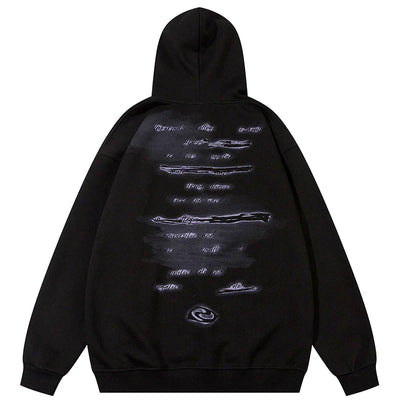 Sudadera con Capucha Negra Lavada Estilo Gótico Vintage para Jóvenes