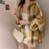 Oversized-Tartan-Jacken-T-Shirt mit Kragen