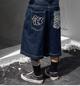 Vintage bestickte Denim-Jorts