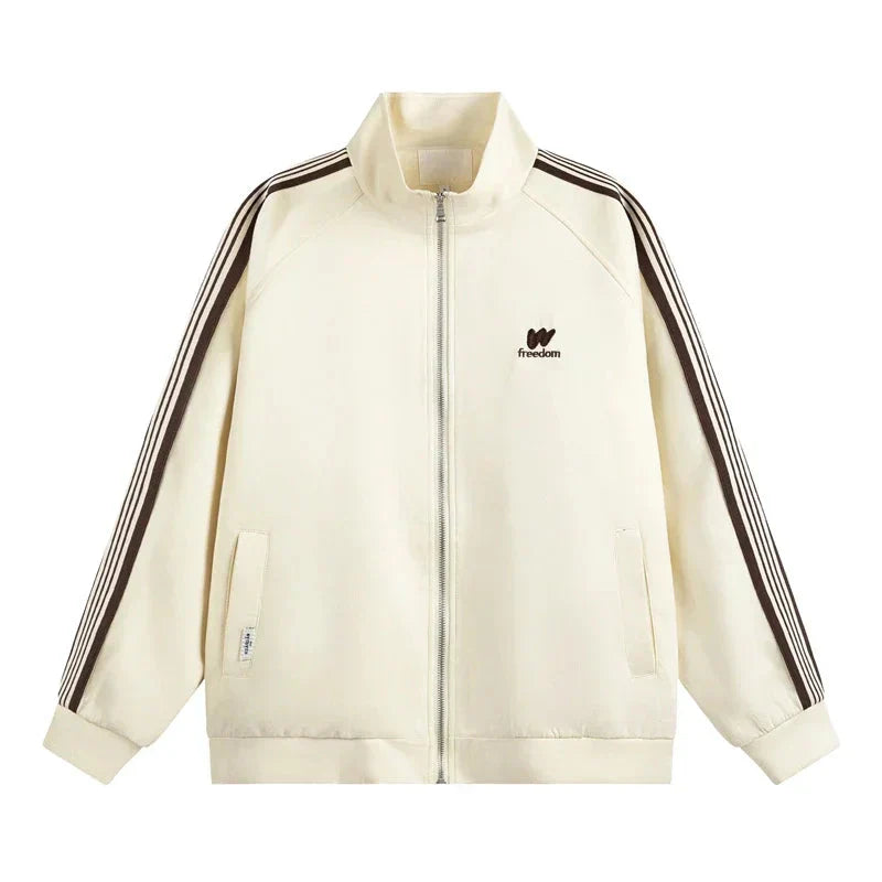 Gestreifter Damen-Sweatshirt mit Reißverschluss für den Frühling