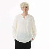 Camiseta coreana con cuello de pico elegante