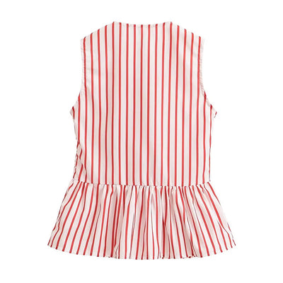 Women's Vertical Striped Sleeveless Blouse