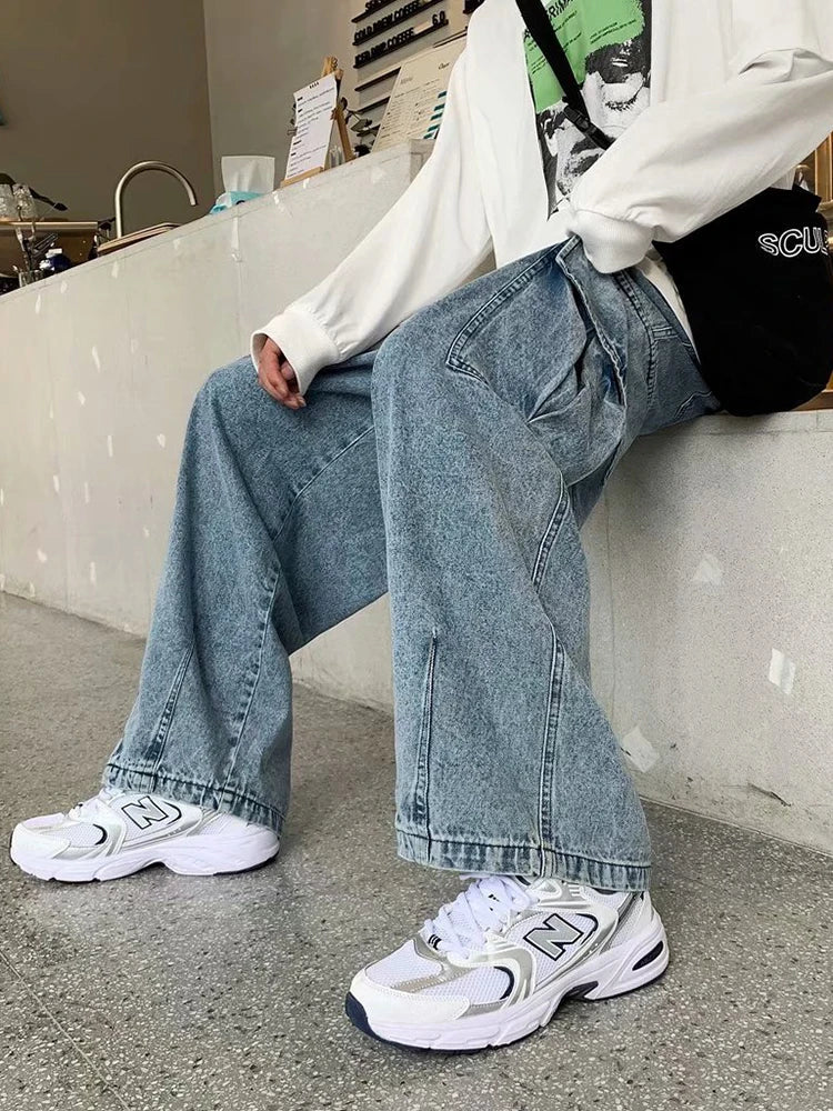 Korean Style Wide Leg Cargo Jeans