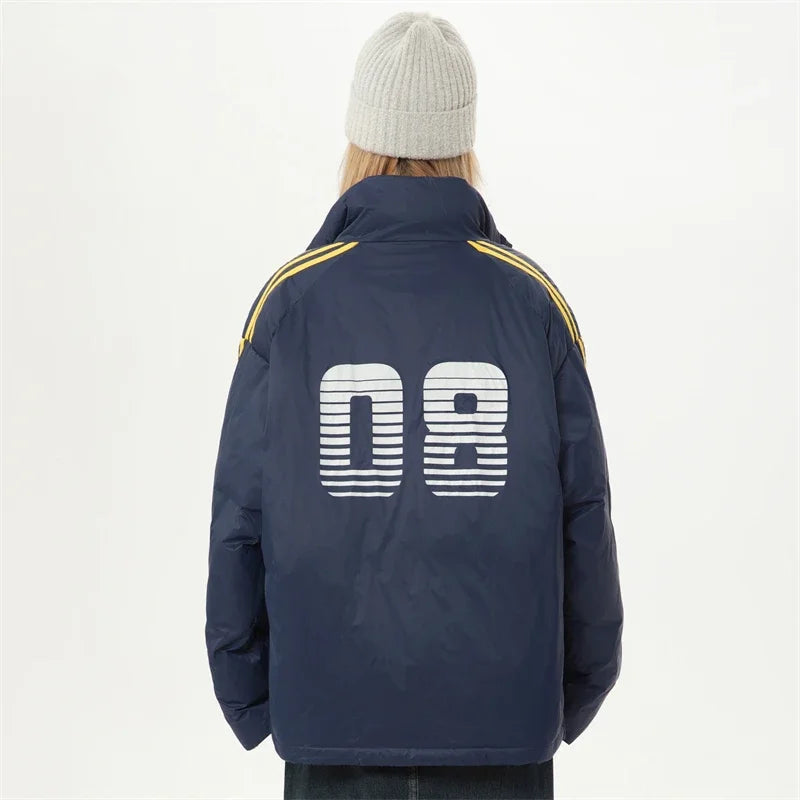 Sports Style Striped Puffer Jacket