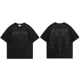 Suede Devil Wings Skeleton Graphic T-Shirt