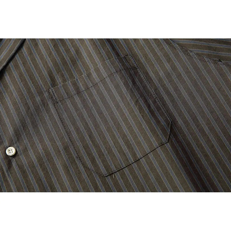 Casual Vintage Cuban Collar Stripe Shirt