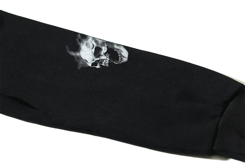 Fleece Revenge Skeleton Head Printed Hoodie