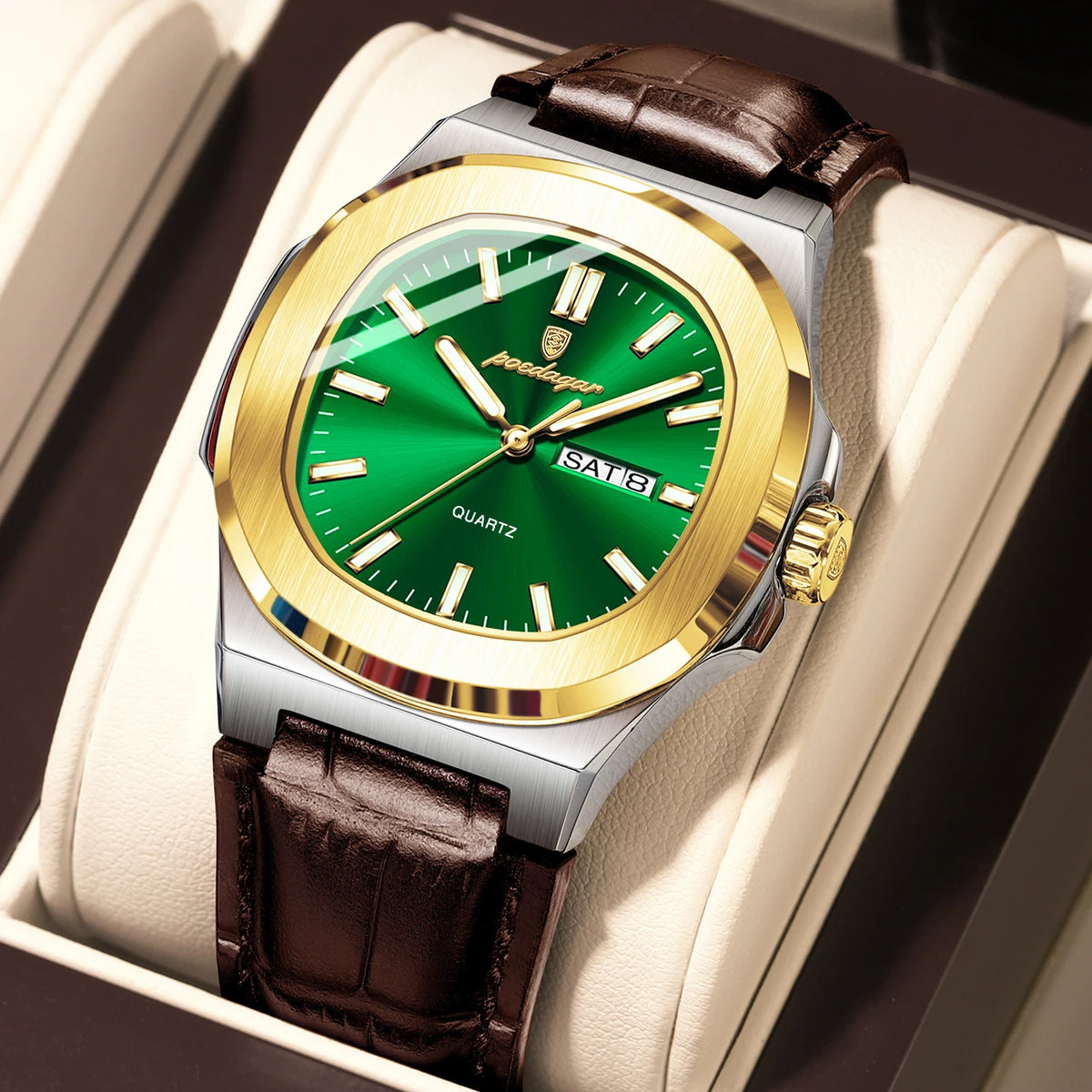 Luxury Week Date Leather Quartz Watch
