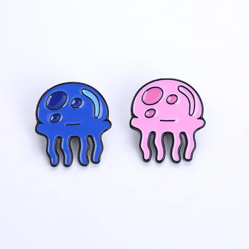 Blue Pink Jellyfish Animal Brooch