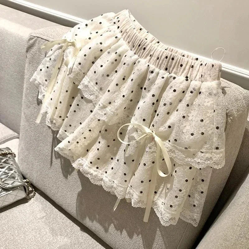 Kawaii Japanese Lace Bow Mini Skirt