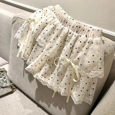 Kawaii Japanese Lace Bow Mini Skirt