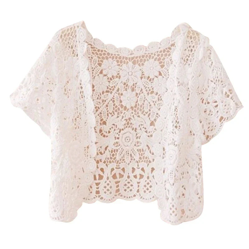 Handmade Open Front Lace Cardigan Floral Crochet Cardigan