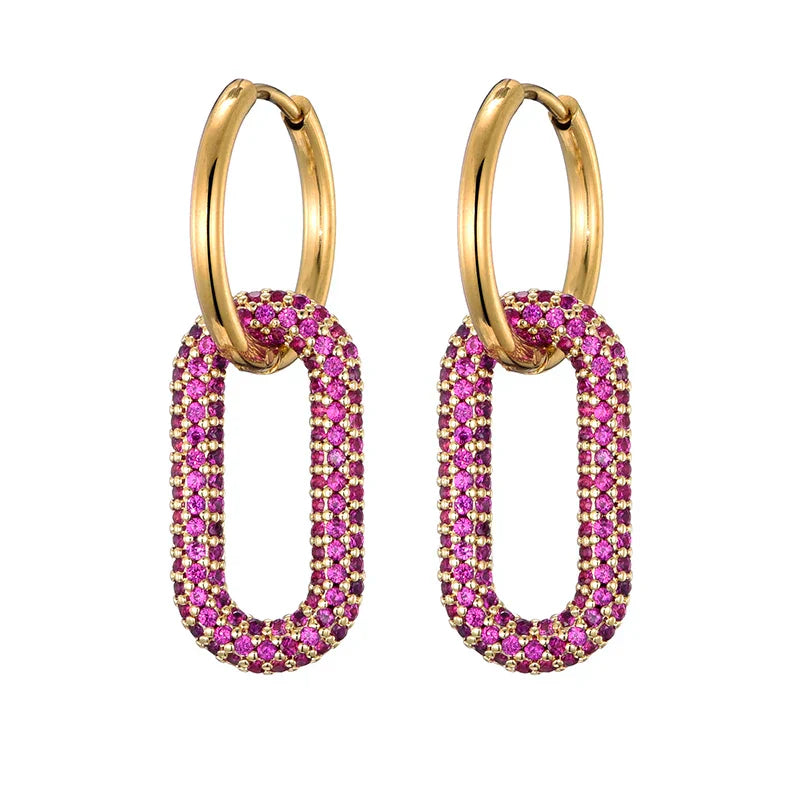 Steel Buckle Oval Earrings