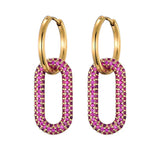 Steel Buckle Oval Earrings