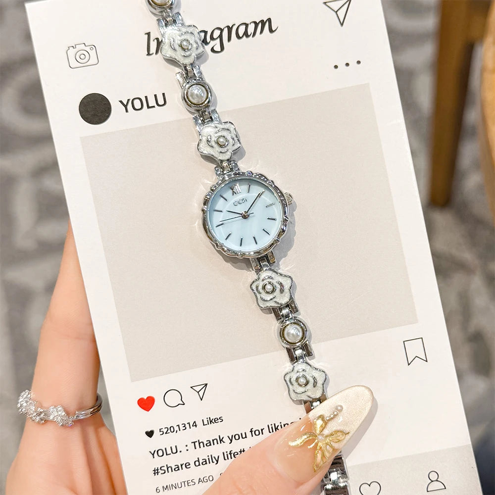 Luxury Exquisite Flower Chain Strap Watch