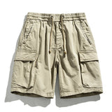 Solid Elastic Waist  Multi Pocket Short