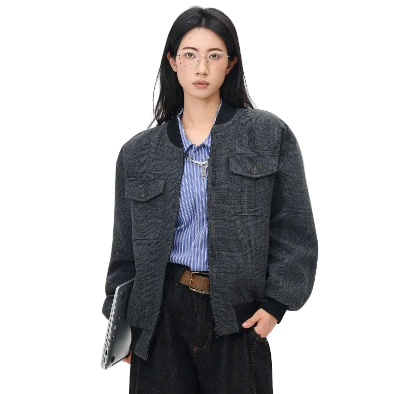 Corporate Girlie Gray Aviator Women's Varsity jacket