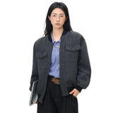 Corporate Girlie Gray Aviator Women's Varsity jacket