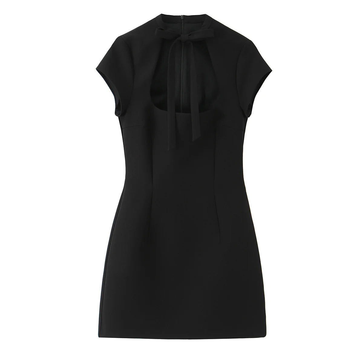 Bow Tie Short Sleeve Polka Dot Dress