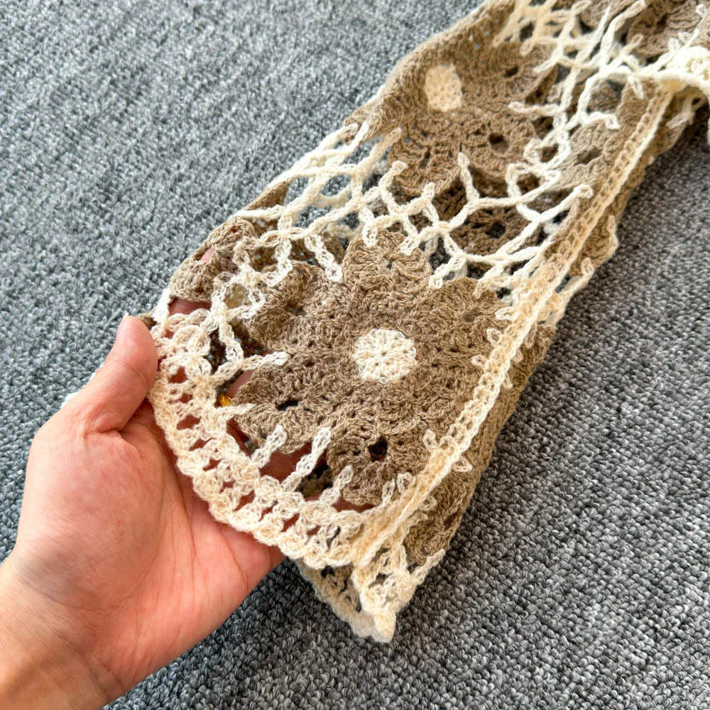 Boho Daisy Crochet Sheer Knit T-Shirt