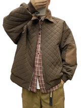 Diamond Pattern Padded Windbreaker Jacket