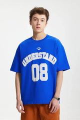 Camiseta Bordada con Estampado de Letras Deportivas