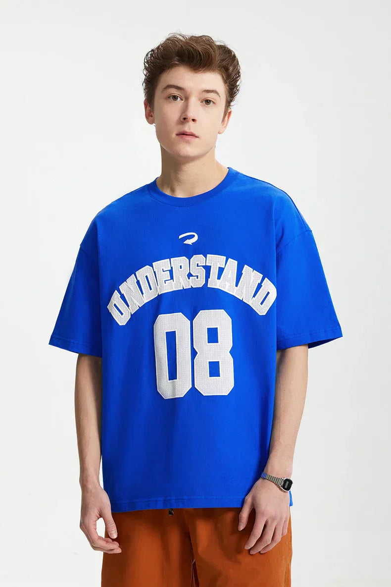 Camiseta Bordada con Estampado de Letras Deportivas