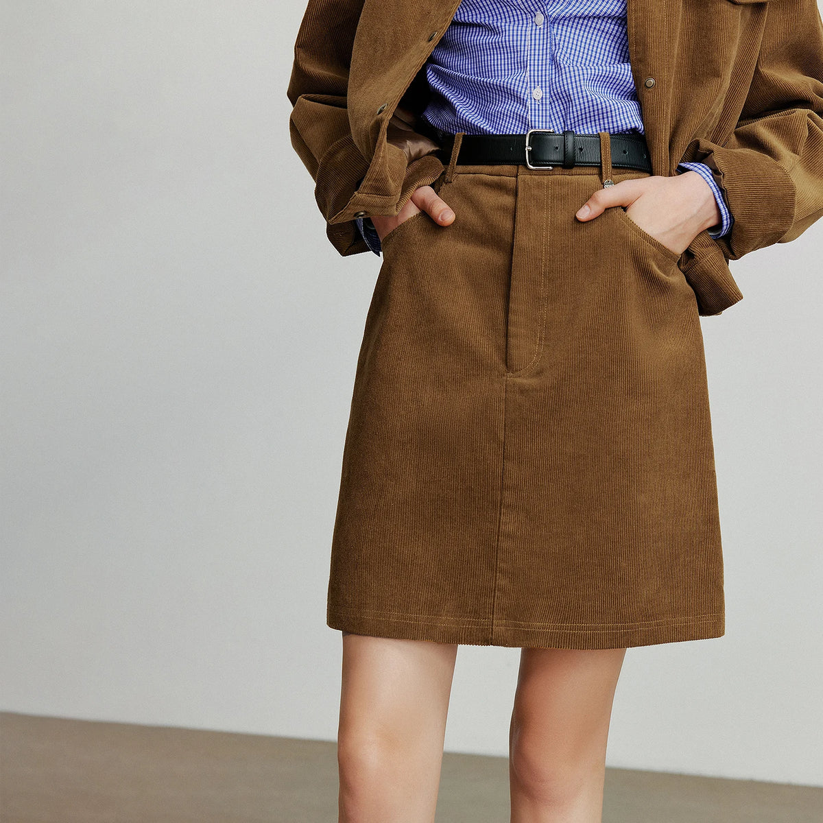 Corduroy A Line Midi Skirt