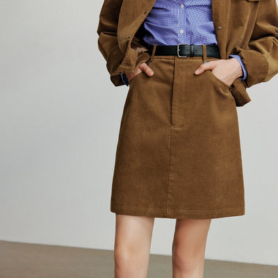Corduroy A Line Midi Skirt